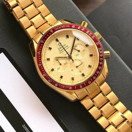 OM Speedmaster 50th Anniversary Apollo Gold Tone Mens Watch